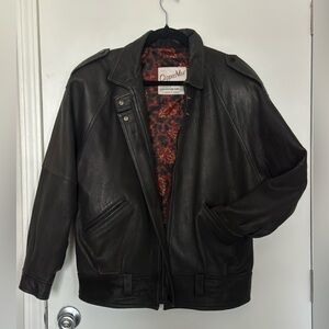 Oversized Black Leather Jacket